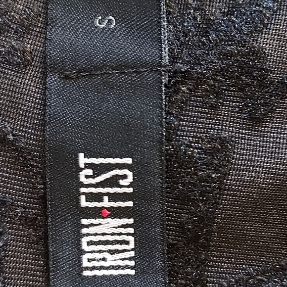 Iron Fist Black Burnout Velvet Bat Moon Keyhole Goth Babydoll Sheer Mini Dress S - Picture 7 of 8